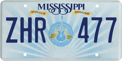 MS license plate ZHR477