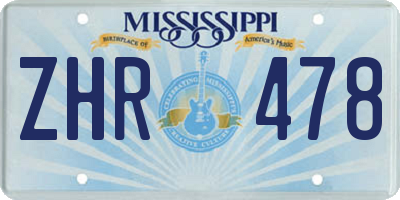 MS license plate ZHR478