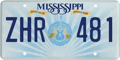 MS license plate ZHR481