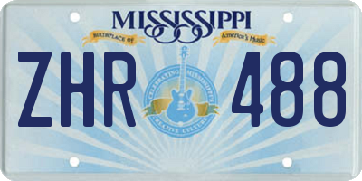 MS license plate ZHR488