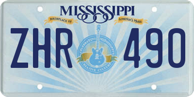 MS license plate ZHR490
