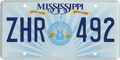 MS license plate ZHR492