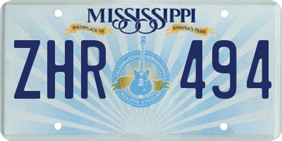 MS license plate ZHR494
