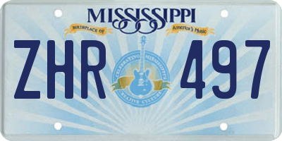 MS license plate ZHR497