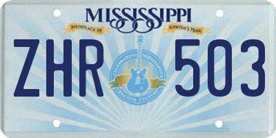 MS license plate ZHR503