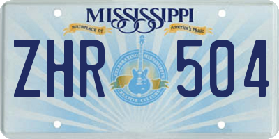 MS license plate ZHR504