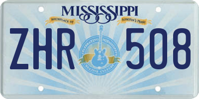 MS license plate ZHR508