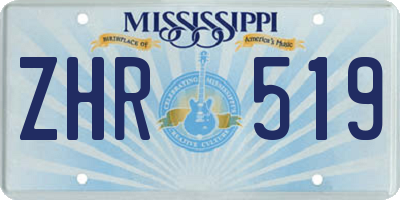 MS license plate ZHR519