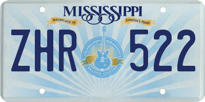 MS license plate ZHR522