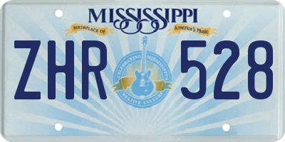MS license plate ZHR528