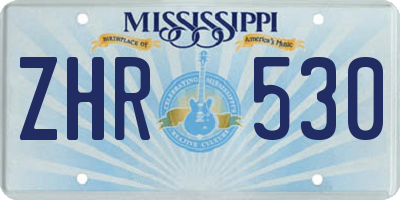 MS license plate ZHR530