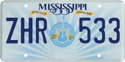 MS license plate ZHR533