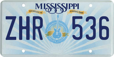 MS license plate ZHR536