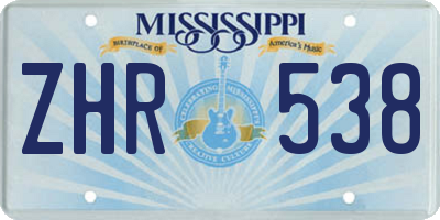 MS license plate ZHR538