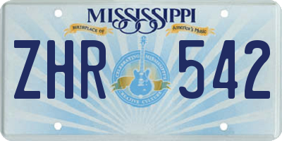 MS license plate ZHR542