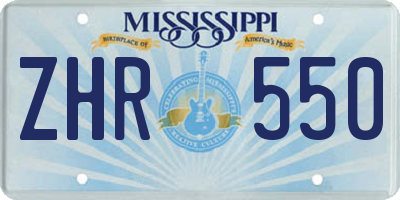 MS license plate ZHR550