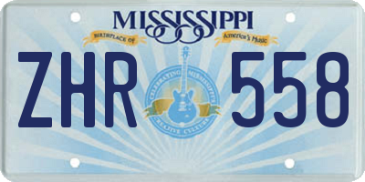 MS license plate ZHR558