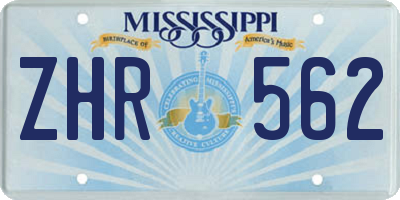 MS license plate ZHR562