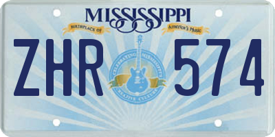 MS license plate ZHR574