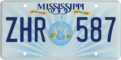 MS license plate ZHR587