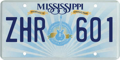 MS license plate ZHR601