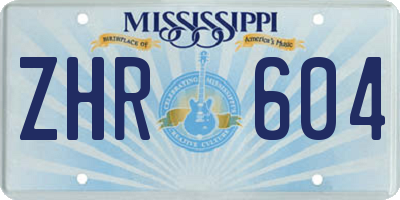 MS license plate ZHR604
