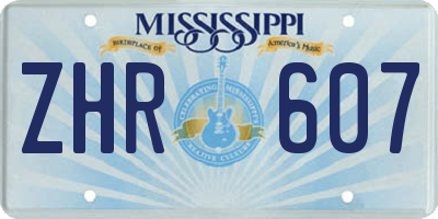 MS license plate ZHR607