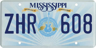 MS license plate ZHR608