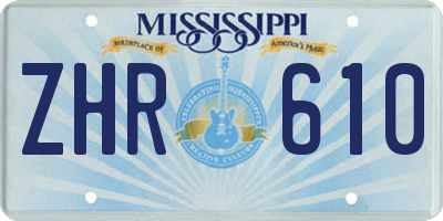 MS license plate ZHR610