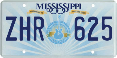 MS license plate ZHR625