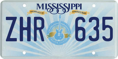 MS license plate ZHR635
