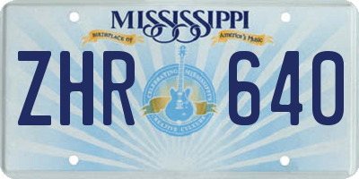 MS license plate ZHR640