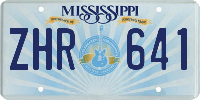 MS license plate ZHR641