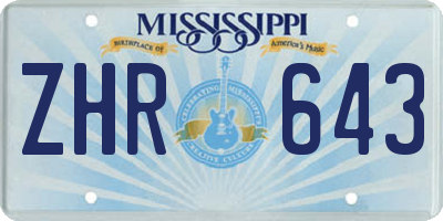 MS license plate ZHR643
