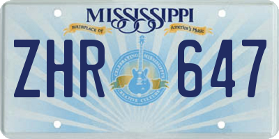 MS license plate ZHR647