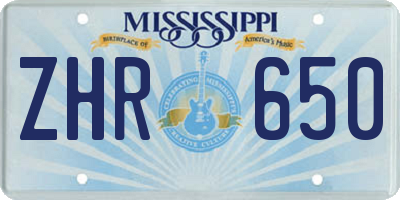 MS license plate ZHR650