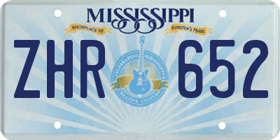 MS license plate ZHR652