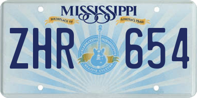 MS license plate ZHR654