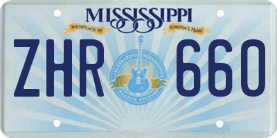 MS license plate ZHR660