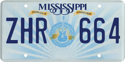MS license plate ZHR664
