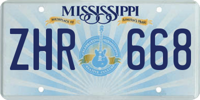 MS license plate ZHR668