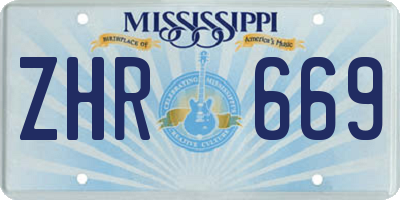 MS license plate ZHR669