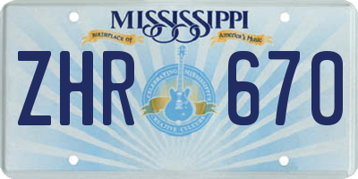 MS license plate ZHR670