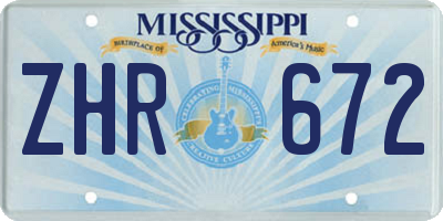 MS license plate ZHR672