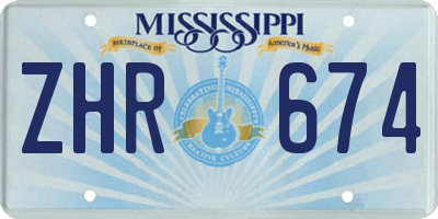 MS license plate ZHR674