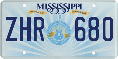 MS license plate ZHR680
