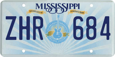 MS license plate ZHR684