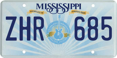 MS license plate ZHR685
