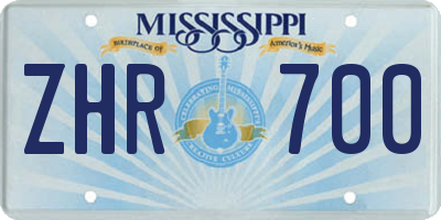 MS license plate ZHR700