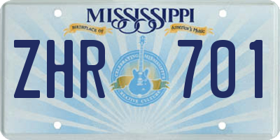 MS license plate ZHR701